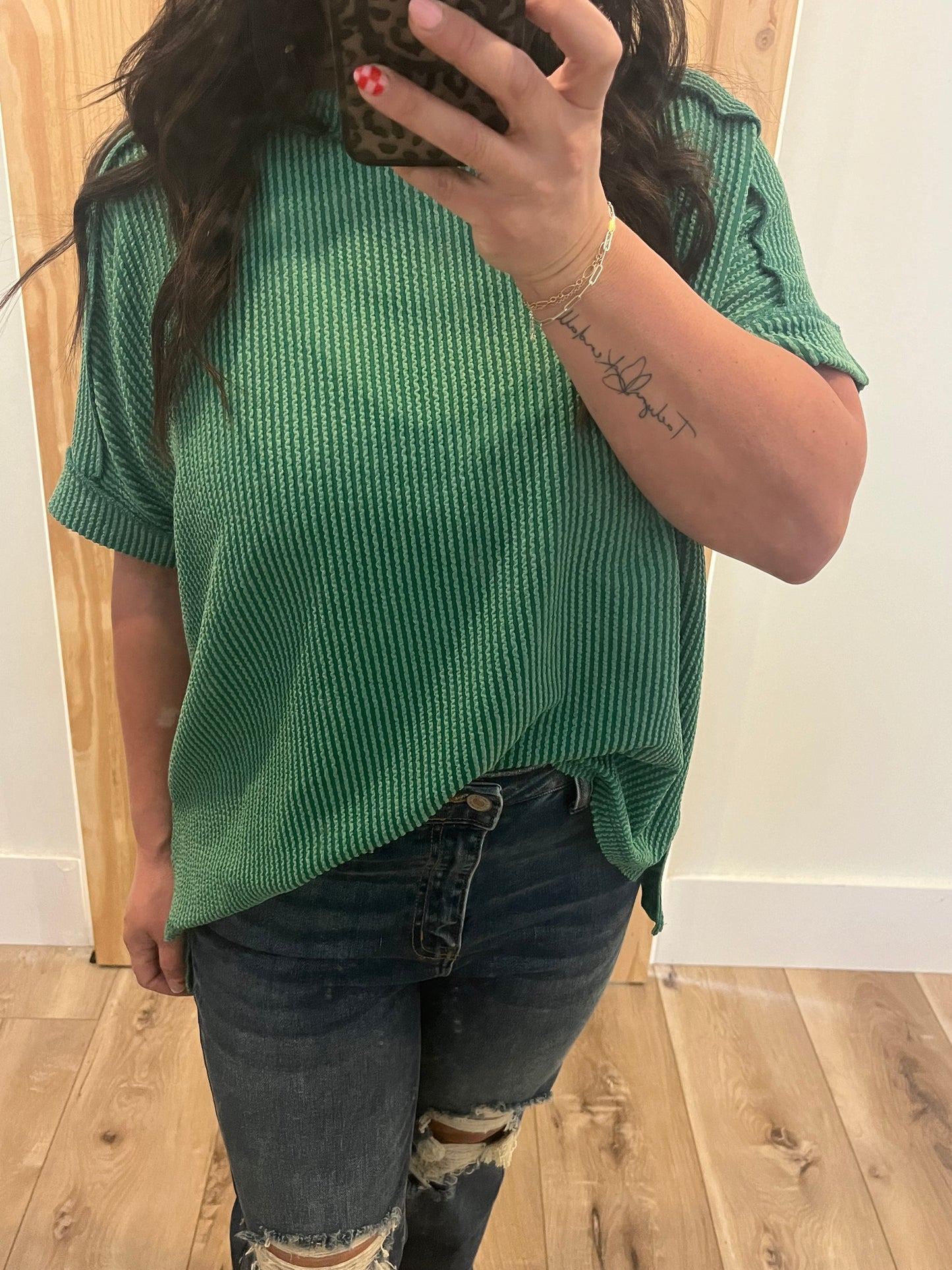 Ribbed short sleeve top