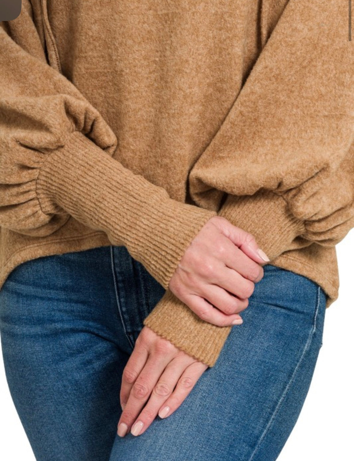 Cropped Balloon Arm Hoodie