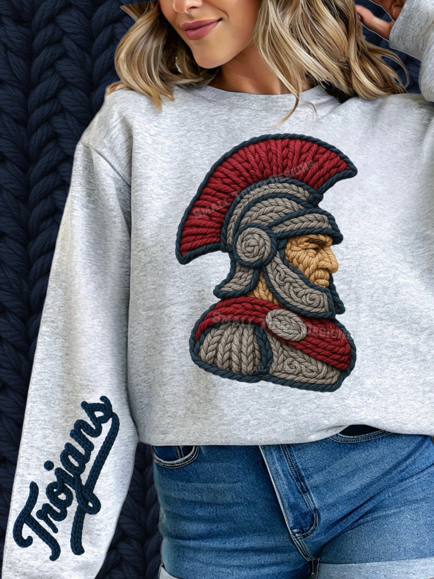 Faux yarn Trojans Crewneck