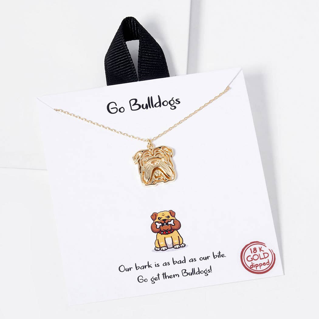 Gold-Dipped Bulldog Pendant Necklace