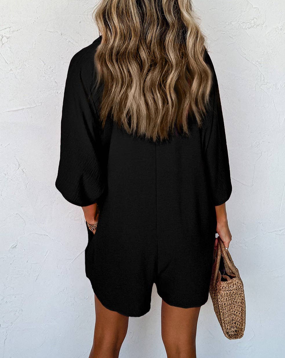 Half Button Collared Loose Romper