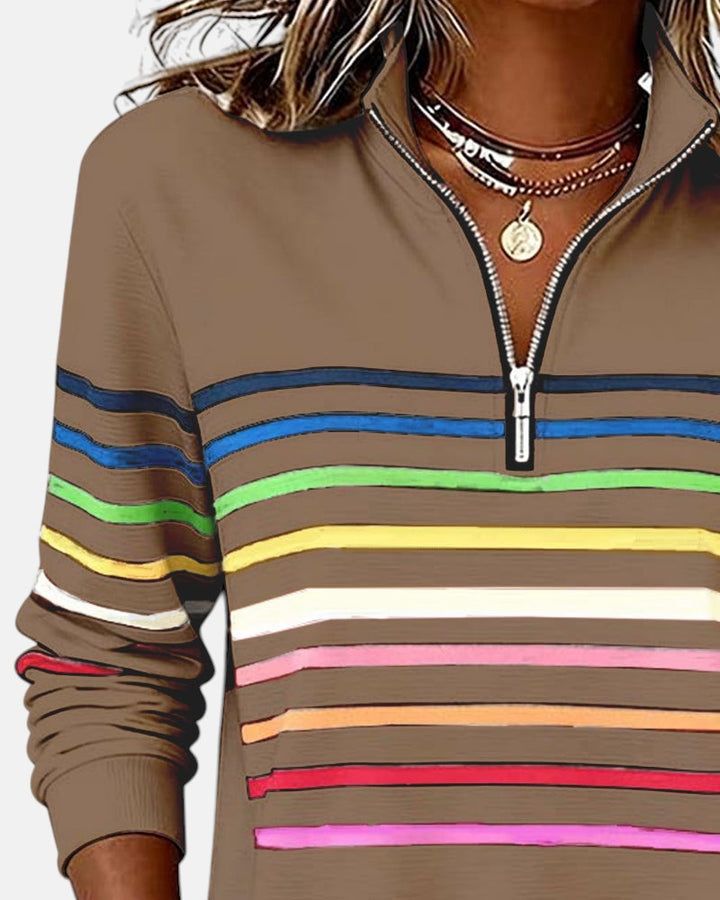 Vienna | Vibrant Striped Zip-Up Hoodie