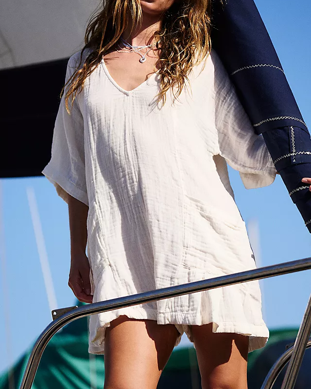 Flouncy Shapeless V-Neck Draped Sleeves Romper