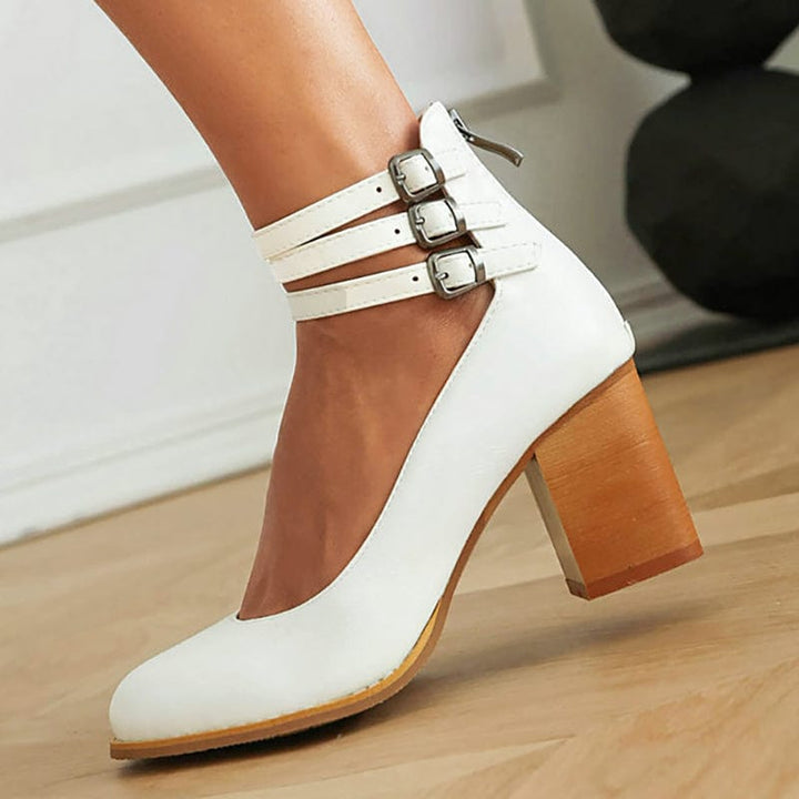 Ariana | Triple Strap Buckle Heels