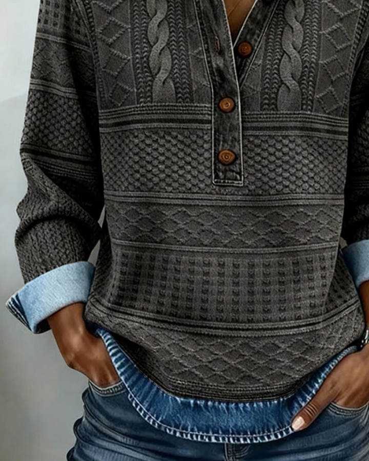 Dolores | Chic Collared Half-Button Sweatshirt