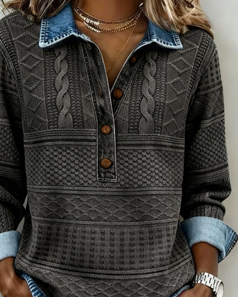 Dolores | Chic Collared Half-Button Sweatshirt