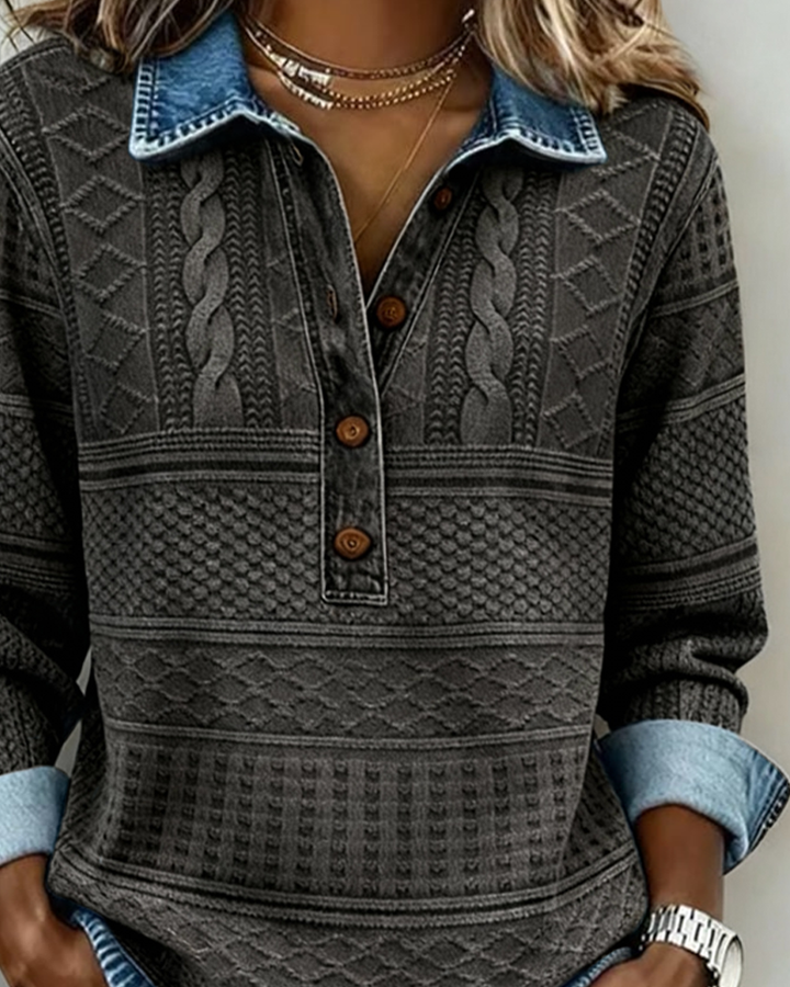 Dolores | Chic Collared Half-Button Sweatshirt