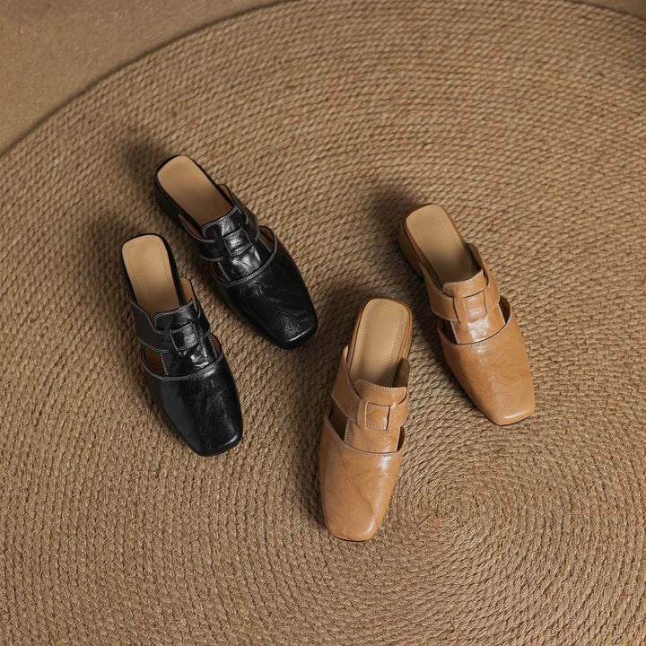 Andie Authentic Leather Slip-On Mules