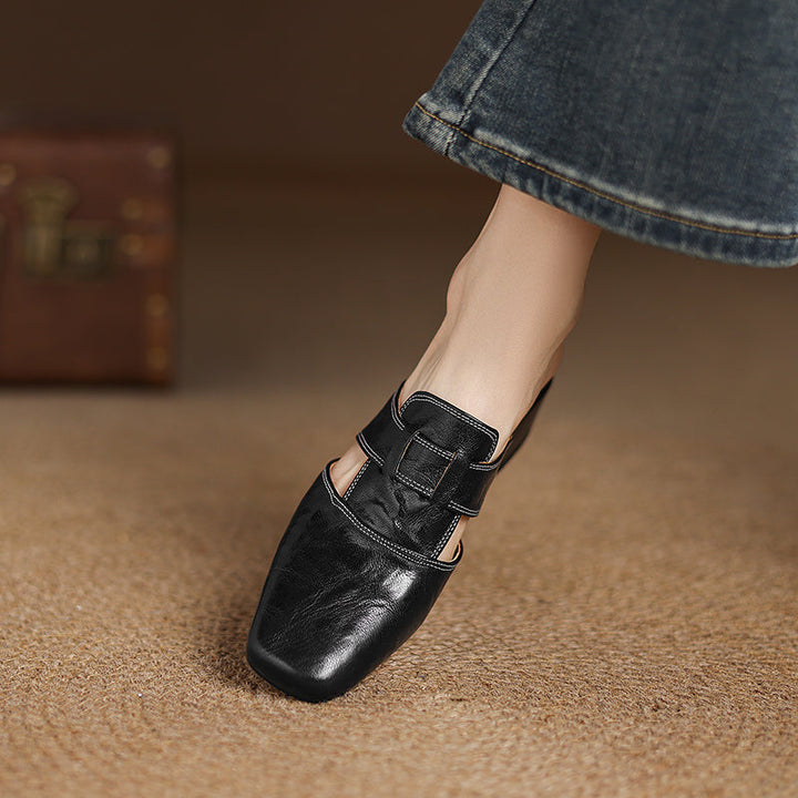 Andie Authentic Leather Slip-On Mules