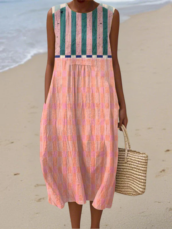 Lily | Soft Pastel Striped Midi Dress