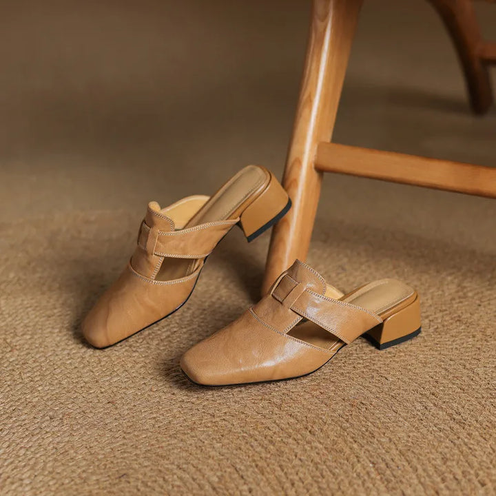 Andie Authentic Leather Slip-On Mules