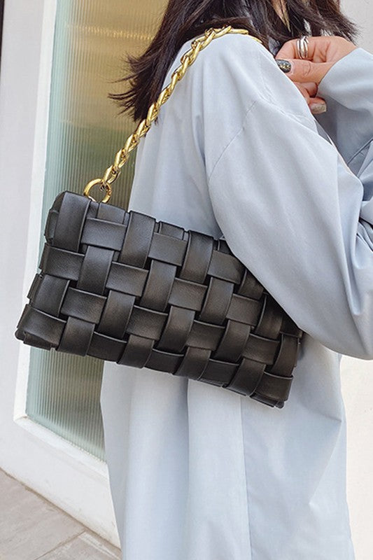 Soft Leather Woven Weaved Shoulder Bag