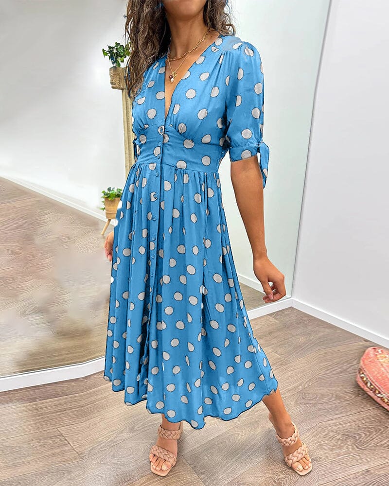 Bellamy - V-Neck Dress with Polka Dot Print