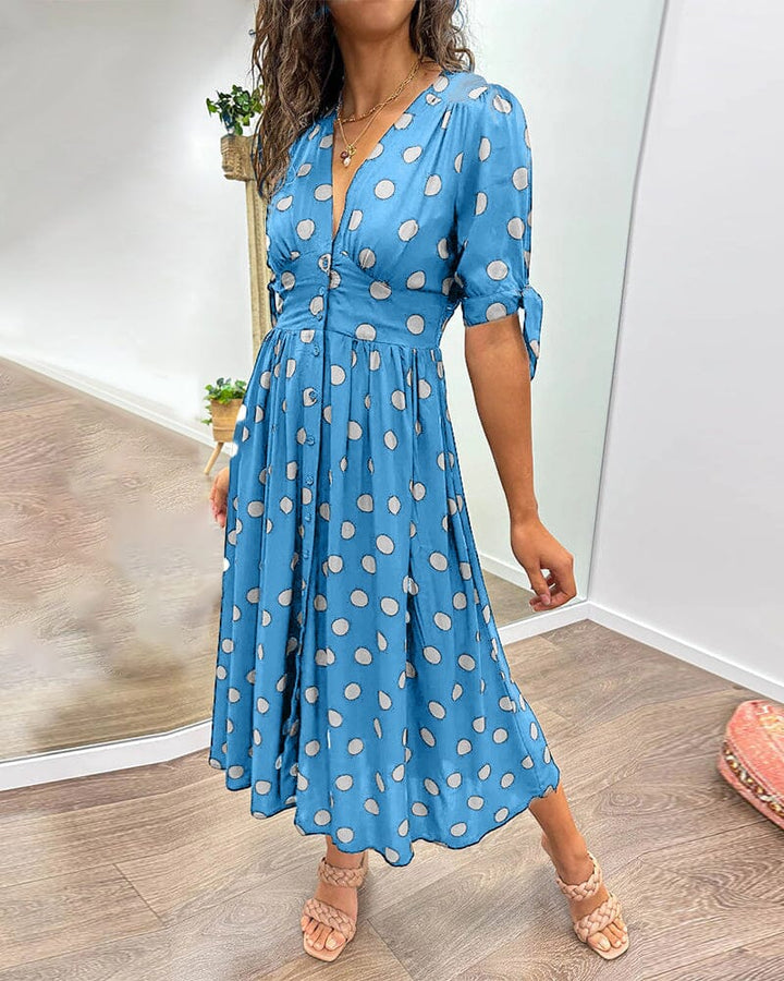 Bellamy - V-Neck Dress with Polka Dot Print