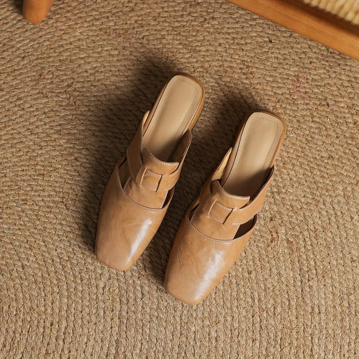 Andie Authentic Leather Slip-On Mules