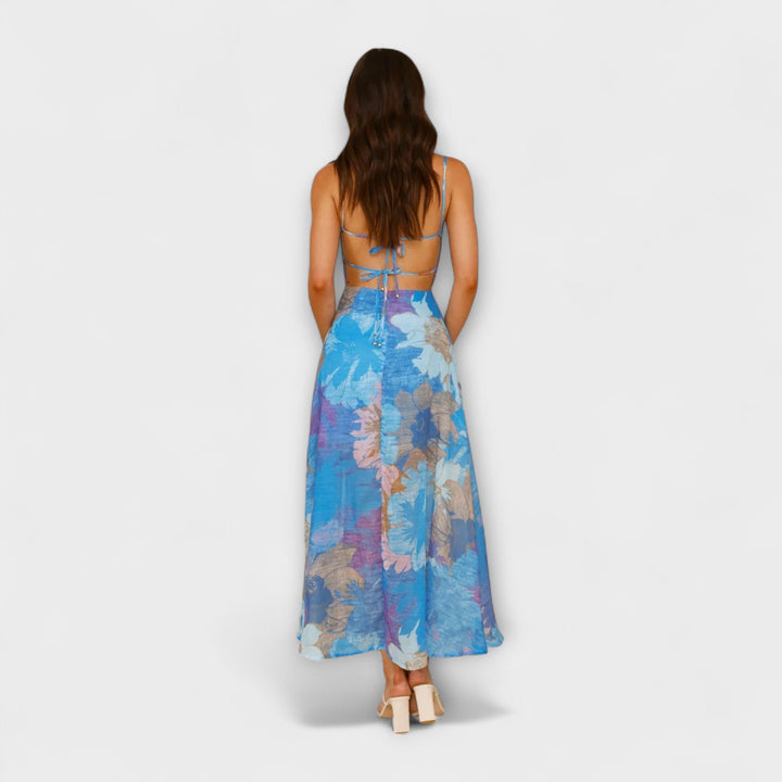 Audrey - Women's Floral Print Strap Dress - Chic and Captivating