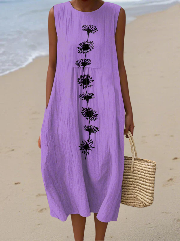 Emma Midi Dress in Violet Blossom