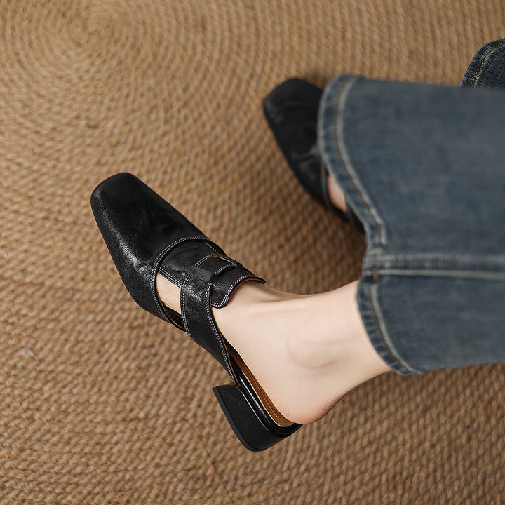 Andie Authentic Leather Slip-On Mules