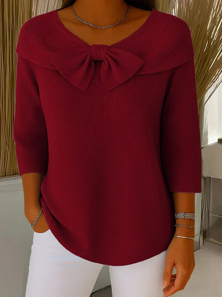Serenna – Women's Round Neck Sweater with Bow Detail