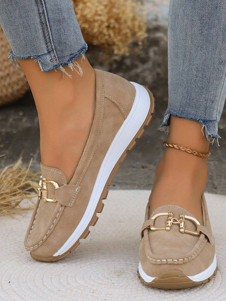 Ellie - Sleek Buckle Flat Loafers