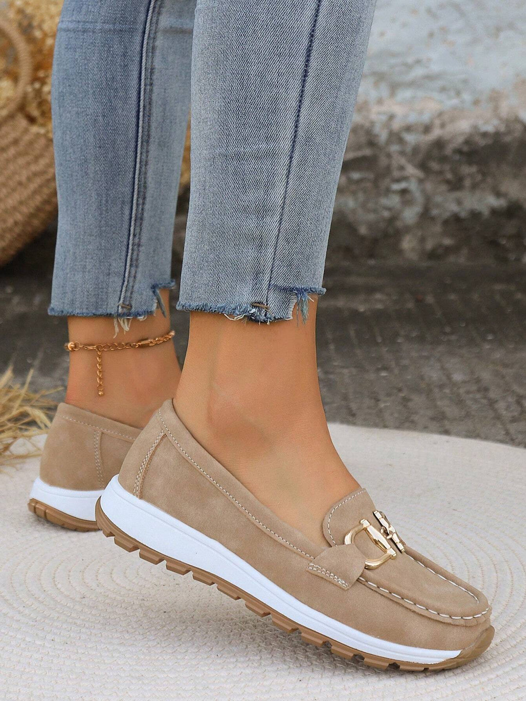 Ellie - Sleek Buckle Flat Loafers