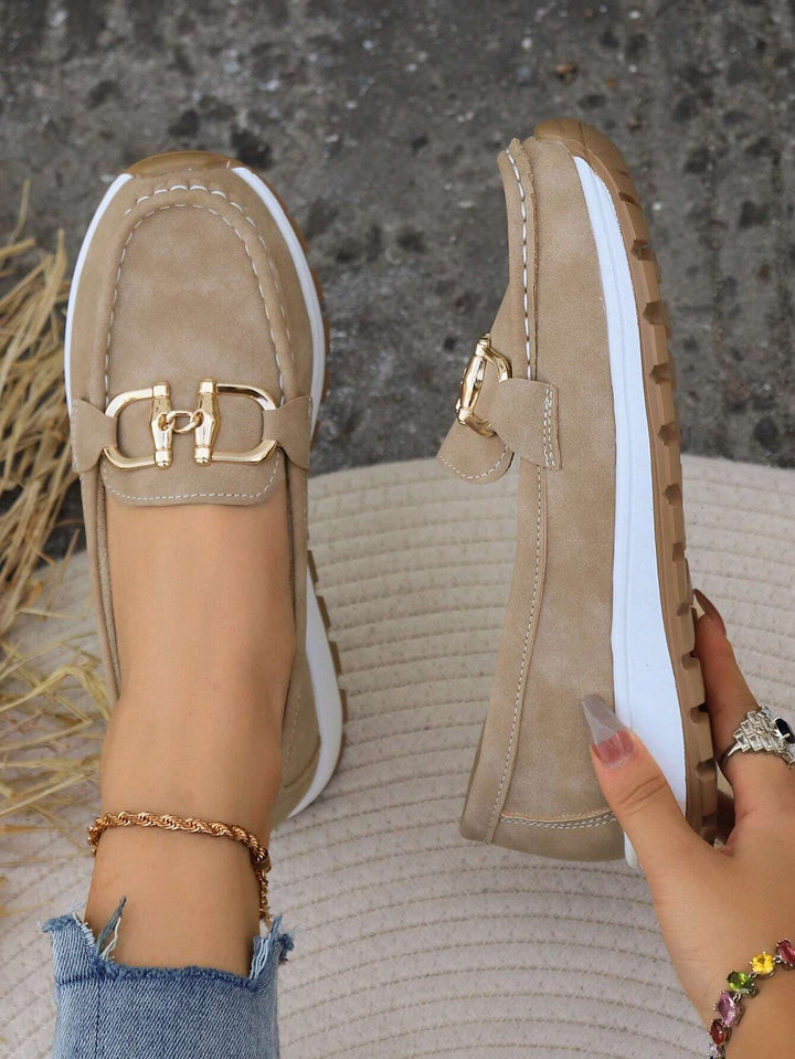 Ellie - Sleek Buckle Flat Loafers