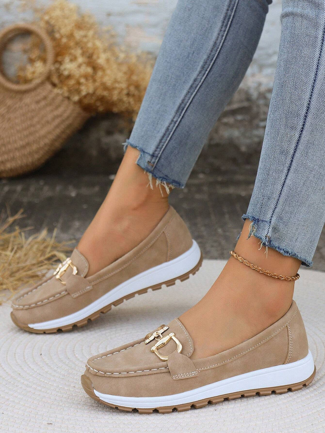 Ellie - Sleek Buckle Flat Loafers