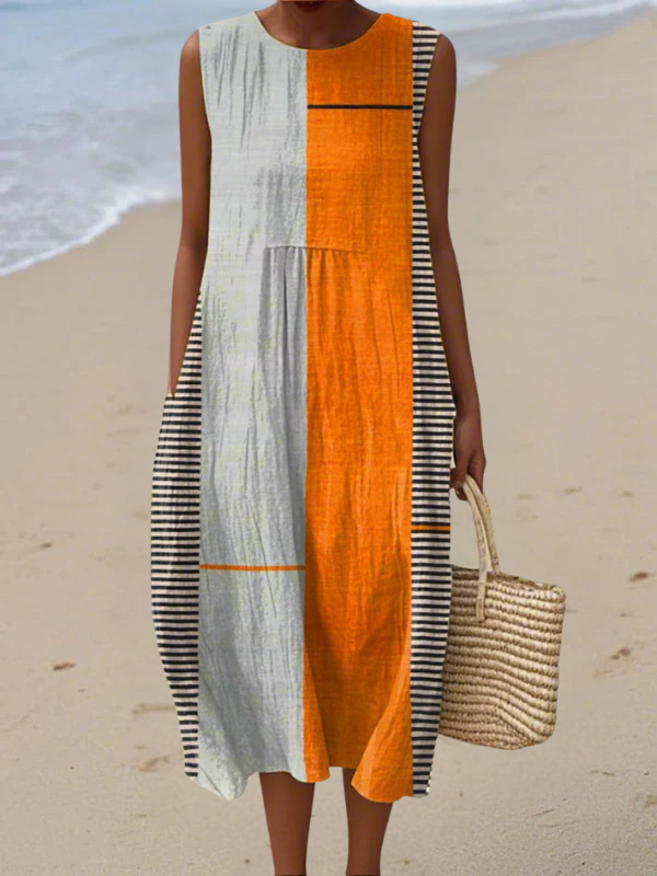 May | Color-Blocked Midi Dress Design