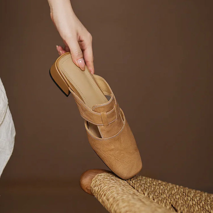 Andie Authentic Leather Slip-On Mules