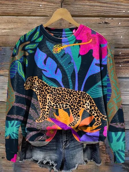 Stylish Printed Crew Neck Sweater