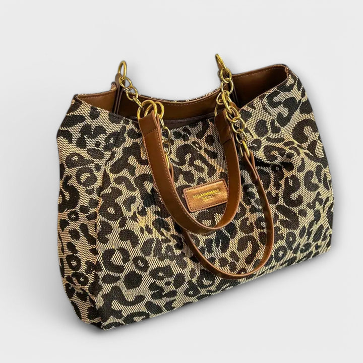 Olivia - Leopard Print Canvas Tote Bag