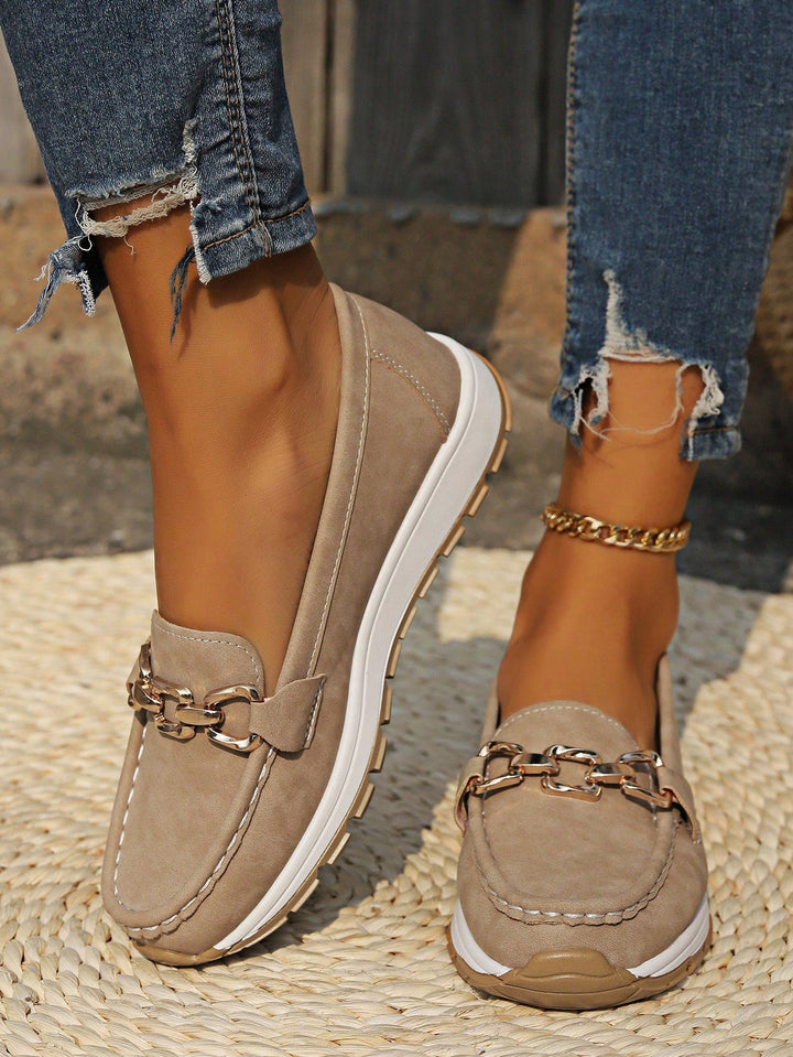 Ellie - Sleek Buckle Flat Loafers