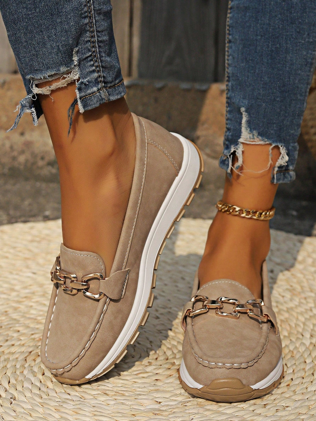 Ellie - Sleek Buckle Flat Loafers