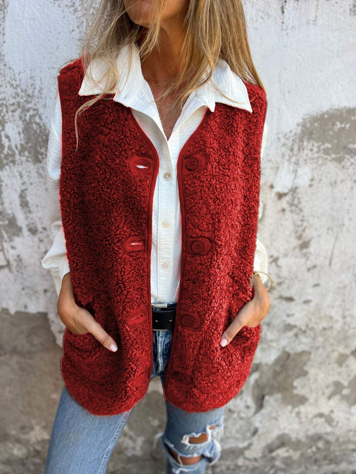 Autumn Women's Cozy Button-Up Short Vest