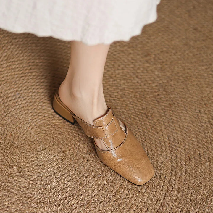 Andie Authentic Leather Slip-On Mules