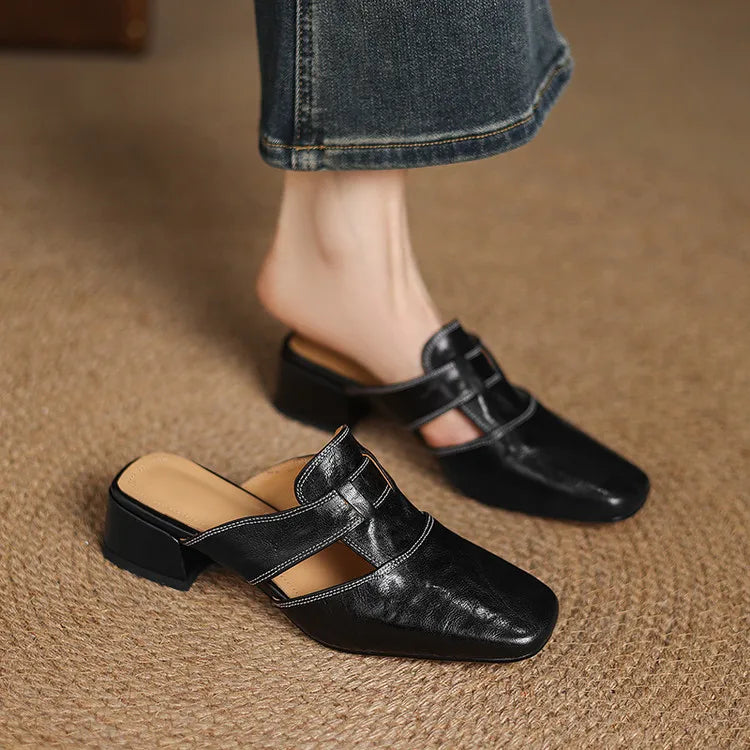Andie Authentic Leather Slip-On Mules