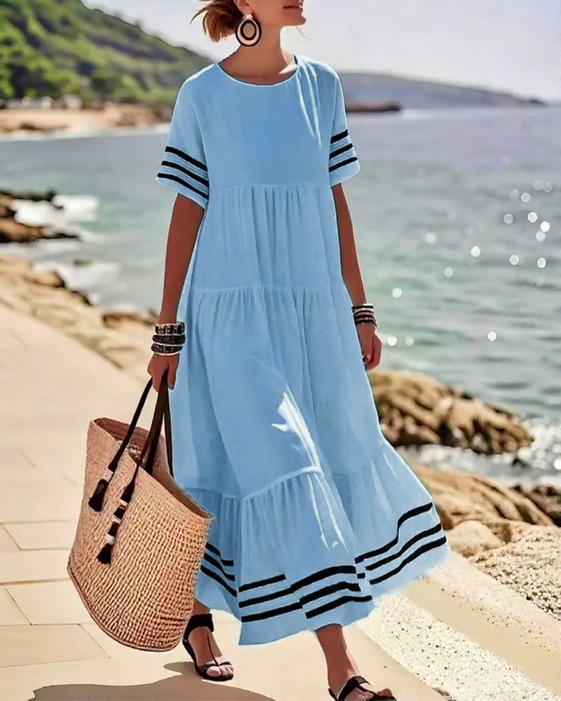 Chic Short Sleeve Vacation Dress
