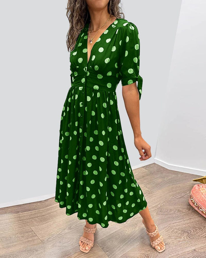 Bellamy - V-Neck Dress with Polka Dot Print