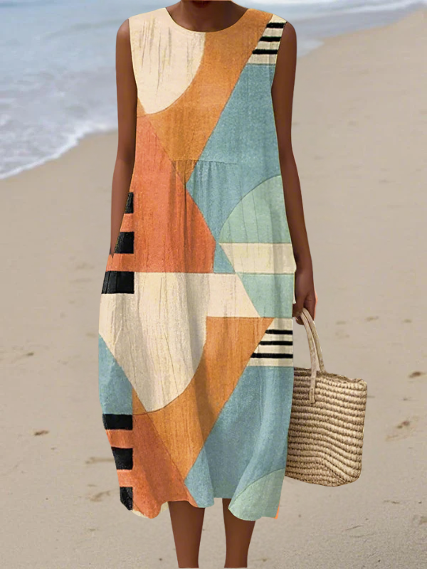 Iris | Midi Dress with Geometric Design