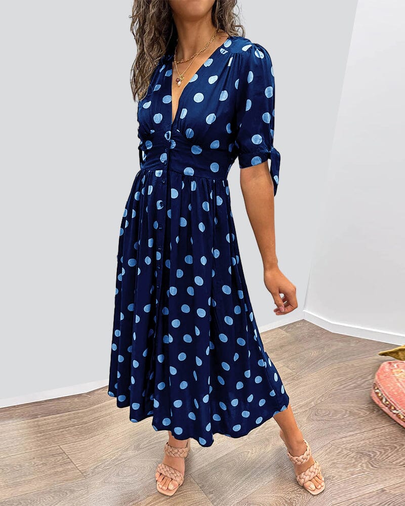 Bellamy - V-Neck Dress with Polka Dot Print
