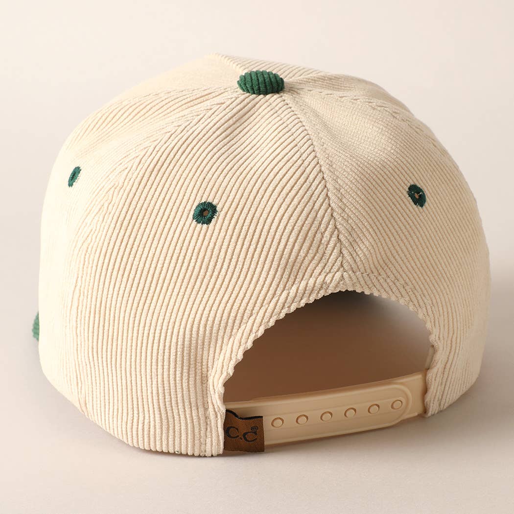 Plain Two Tone Corduroy 5 Panel Baseball Cap