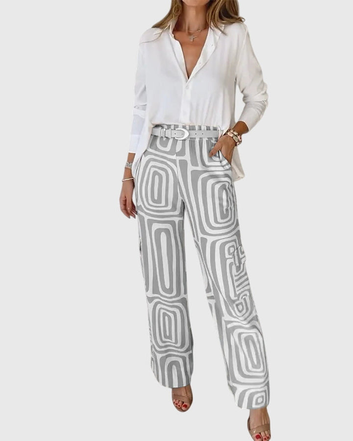 Emilia™ | Chic Pants with Complimentary Blouse & Belt