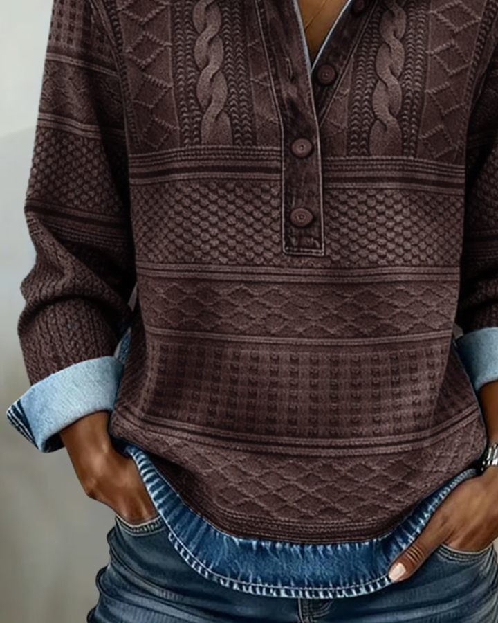 Dolores | Chic Collared Half-Button Sweatshirt