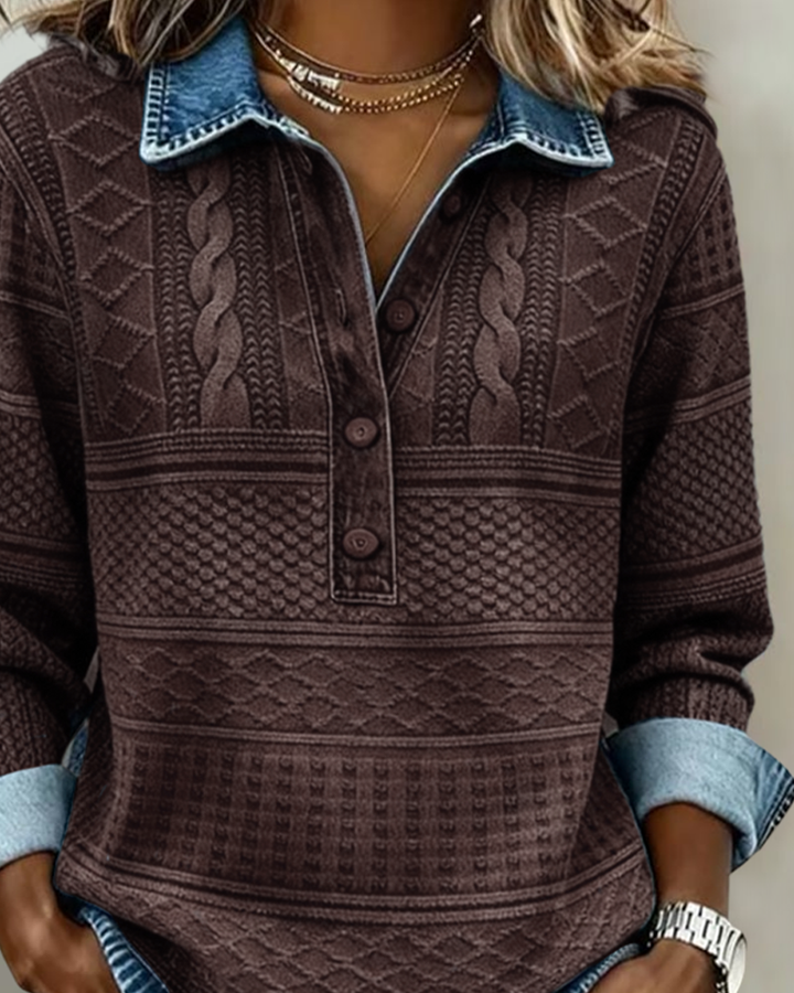 Dolores | Chic Collared Half-Button Sweatshirt