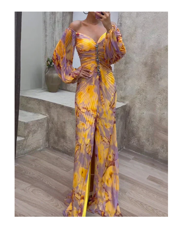 Ava™ | Chic V-Neck Elegance Dress