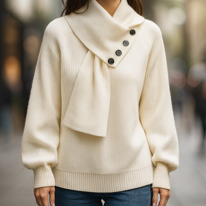 Arielle | Comfy Scarf-Neck Knit Sweater