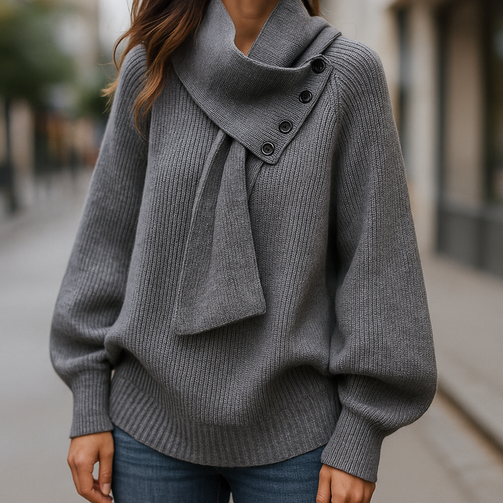 Arielle | Comfy Scarf-Neck Knit Sweater