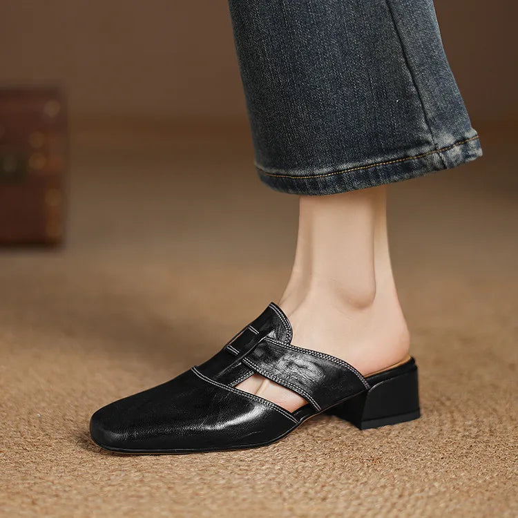 Andie Authentic Leather Slip-On Mules