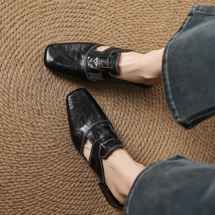 Andie Authentic Leather Slip-On Mules