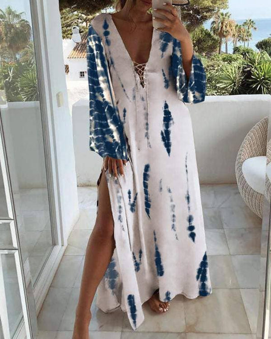 laceup high slit maxi dress